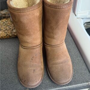 Brown Suede Shearling Boots
